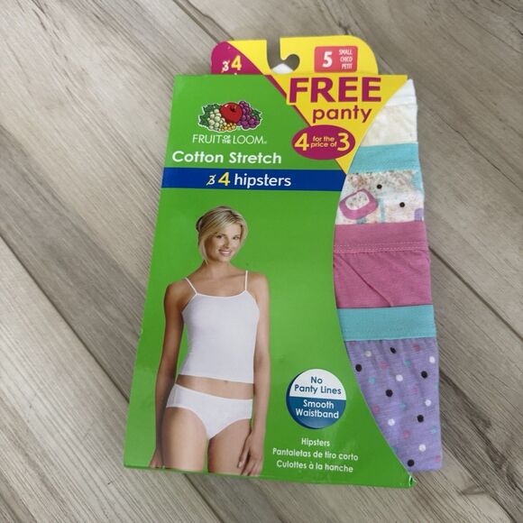 Fruit of the Loom Women's Cotton Stretch Hipster Underwear Size 5/Small (4 Pack) - Picture 1 of 3